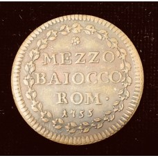 Benedetto XIV - Roma - Mezzo Baiocco 1755