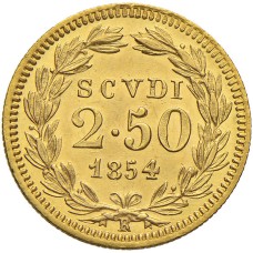 Pius IX - Rome - 2.5 Scudi Gold 1854 - AN. VIII