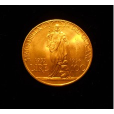 Pius XI - 1933-34  100 Lire Gold - Year IVB