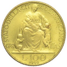 Pius XII - 1948 100 Lire Gold - Year X