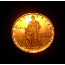 Pius XII - 1954 100 Lire Gold - Year XVI